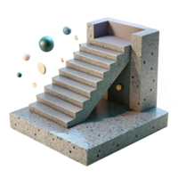 dramatic contemporary Concrete Staircase with Exposed Aggregate Finish Transparent high quality png
