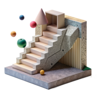serene abstract Concrete Staircase with Sustainable Materials Transparent exclusive png