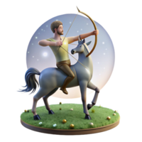 magnificent contemporary A wise centaur with a bow and arrow, gazing at a celestial constellation, in a moonlit meadow. Classical mythology style, soft lighting authentic png