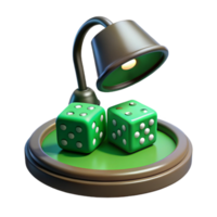 vibrant modern A pair of dice tumbling across a green felt poker table, illuminated by a harsh overhead lamp, dramatic perspective, dark and gritty noir style genuine png