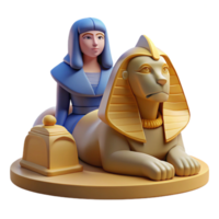 wonderful modern A mysterious sphinx with the body of a lion and the head of a woman, guarding a hidden tomb, in a desert oasis. Egyptian mythology style, harsh lighting authentic png