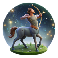 magnificent modern A wise centaur with a bow and arrow, gazing at a celestial constellation, in a moonlit meadow. Classical mythology style, soft lighting original png