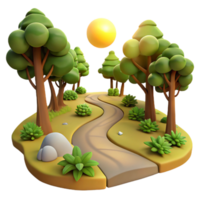 serene contemporary A winding dirt path through a sun-drenched forest, dappled light, inviting atmosphere, realistic style professional png