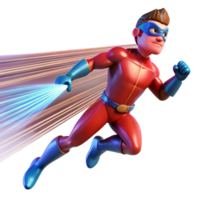elegant classic A superhero with super speed, depicted as a blurred motion, lit with streaks of light in a dynamic, fast-paced style high quality png