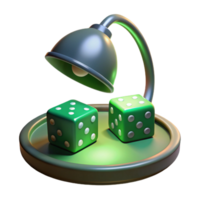 beautiful contemporary A pair of dice tumbling across a green felt poker table, illuminated by a single overhead lamp, gritty noir style high resolution png