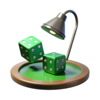 magnificent artistic A pair of dice tumbling across a green felt poker table, illuminated by a single overhead lamp, gritty noir style exclusive png