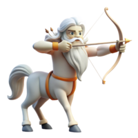 magnificent modern A wise centaur with a flowing white beard, aiming a bow and arrow at a distant target, under a stormy sky. Baroque style high quality png