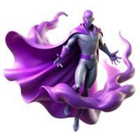impressive modern A spectral superhero with flowing, ethereal robes, phasing through a wall, surrounded by a hazy, purple aura, in a surreal, dreamlike style detailed png