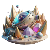 elegant vintage Crashed Spaceship Alien Landscape Transparent for Storytelling professional png
