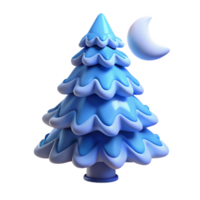 magnificent rustic A snow-covered pine tree, lit by the moon, with a cold, blue color palette, minimalist style 4K png