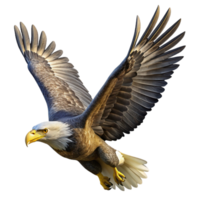 beautiful minimalist A majestic bald eagle soaring through the sky, with sharp focus on its feathers and eyes, photorealistic rendering genuine png
