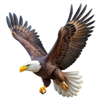 vibrant minimalist A majestic bald eagle soaring through the sky, with sharp focus on its feathers and eyes, photorealistic rendering detailed png