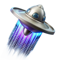 elegant abstract A sleek, silver spaceship piercing through a digital storm of binary code, streaks of electric blue and purple, dramatic spotlighting, retrofuturism style authentic png