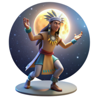 stunning artistic A Native American shaman performs a ritual dance under a full moon, bathed in ethereal moonlight. Spiritual, dreamlike, illustrative style authentic png