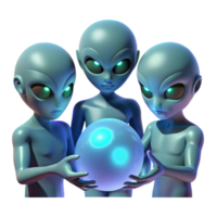 extraordinary minimalist A group of aliens with bioluminescent skin gathers around a glowing orb, their faces illuminated by its otherworldly light. Alien, mystical style high resolution png