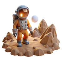 dramatic classic A lone astronaut explores the surface of a desolate, alien planet, their headlamp illuminating the rocky terrain. Sci-fi, exploration style professional png