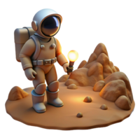 magnificent artistic A lone astronaut explores the surface of a desolate, alien planet, their headlamp illuminating the rocky terrain. Sci-fi, exploration style authentic png