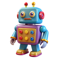 vibrant minimalist A colorful painting of a vintage toy robot with bright buttons and levers, playful, whimsical lighting, retro-futuristic style high quality png