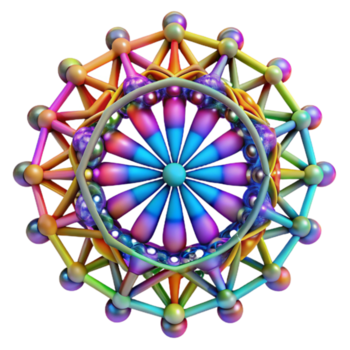 extraordinary traditional An intricate network of fractal patterns, radiating outwards from a central point, with a vibrant, rainbow color palette, psychedelic style exclusive png