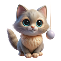 extraordinary creative Portrait of a playful kitten, fluffy fur, batting at a dangling string, soft window light, adorable style high quality png
