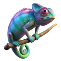 dramatic modern A chameleon perched on a branch, vibrant, iridescent skin, bokeh background effect but without any actual background elements, macro photography style exclusive png