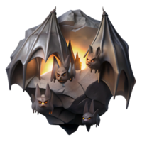 beautiful artistic A colony of bats hanging upside down in a cave, dimly lit, spooky atmosphere, digital painting exclusive png