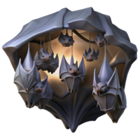 beautiful contemporary A colony of bats hanging upside down in a cave, dimly lit, spooky atmosphere, digital painting genuine png