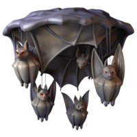 magnificent classic A colony of bats hanging upside down in a cave, dimly lit, spooky atmosphere, digital painting professional png