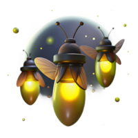 stunning abstract A group of fireflies glowing in the night, magical atmosphere, bokeh background effect but no actual background elements, digital art exclusive png