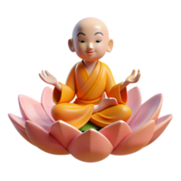 stunning creative A serene meditating monk levitating above a lotus flower, soft, ethereal light. Spiritual art style authentic png