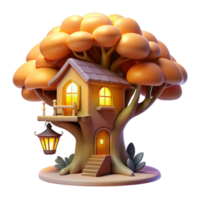 impressive contemporary A whimsical treehouse nestled amongst the branches of a giant, glowing tree, warm, inviting lighting. Storybook illustration style original png
