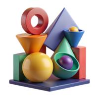beautiful rustic A series of geometric shapes, arranged in a dynamic composition, with a bold color scheme and a minimalist aesthetic, in a Bauhaus style premium png