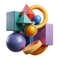 wonderful abstract A series of geometric shapes, arranged in a dynamic composition, with a bold color scheme and a minimalist aesthetic, in a Bauhaus style premium png