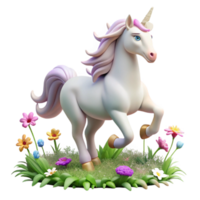 extraordinary abstract A graceful unicorn prancing in a field of wildflowers, soft pastel lighting, dreamlike style authentic png