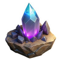 magnificent modern A solitary, glowing crystal shard embedded in a rough-hewn rock, emitting a pulsating aura of energy, fantasy art style authentic png