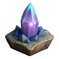 extraordinary modern A solitary, glowing crystal shard embedded in a rough-hewn rock, emitting a pulsating aura of energy, fantasy art style genuine png