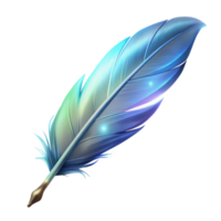 dramatic artistic A single glowing feather falling from the sky, ethereal and delicate lighting, fantasy art style premium png