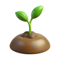 serene creative A sprouting seedling pushing through rich soil, close-up, earth tones, realistic rendering, genuine png
