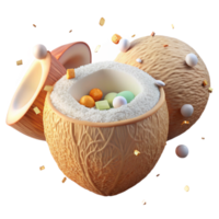 serene classic Cream Texture with Coconut Flakes Isolated for Tropical Drinks png