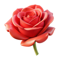 serene artistic A single rose, fully bloomed, red petals, soft lighting, realistic rendering, high quality png