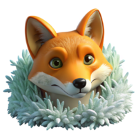 extraordinary rustic A sly fox peering out from behind a snow-covered bush, winter landscape background removed, wildlife art style exclusive png