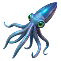 elegant minimalist A giant squid swimming through the deep ocean, bioluminescent details, dark background removed, deep sea exploration style 4K png