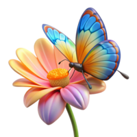 dramatic classic A colorful butterfly landing on a flower, delicate wings, macro photography style authentic png