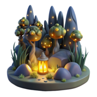 serene modern A group of fireflies illuminating a dark forest, magical lighting, fantasy art style authentic png