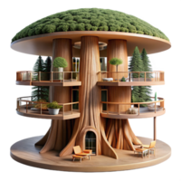 beautiful minimalist Microscale apartment complex built within a giant sequoia tree, intricate interior design, natural light filtering through the bark, sustainable and innovative, premium png