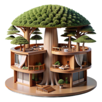 dramatic creative Microscale apartment complex built within a giant sequoia tree, intricate interior design, natural light filtering through the bark, sustainable and innovative, authentic png