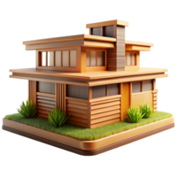impressive rustic Frank Lloyd Wright inspired prairie house, horizontal lines, natural materials, integration with the landscape, warm natural light, original png