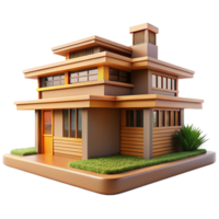 wonderful creative Frank Lloyd Wright inspired prairie house, horizontal lines, natural materials, integration with the landscape, warm natural light, detailed png