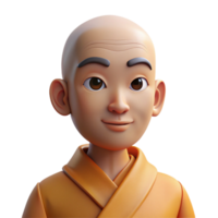 impressive artistic Portrait of a serene monk with a shaved head, a peaceful expression, wearing simple robes, lit by soft natural light, in the style of minimalist art 4K png