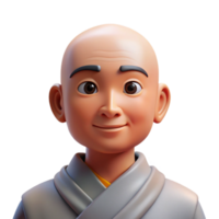 elegant rustic Portrait of a serene monk with a shaved head, a peaceful expression, wearing simple robes, lit by soft natural light, in the style of minimalist art high resolution png